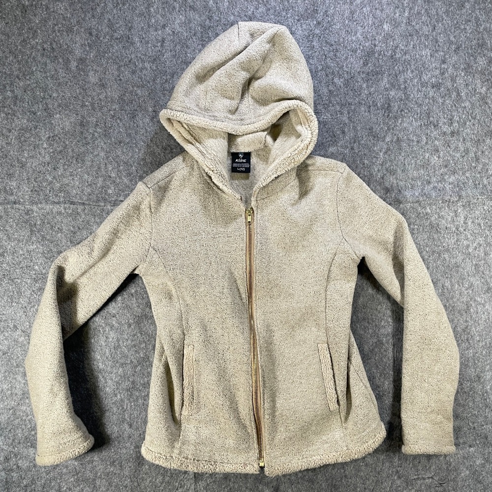 Kuhl Sweater Youth Large (12) Beige Full Zip Hoodie Fleece Youth Outerwear